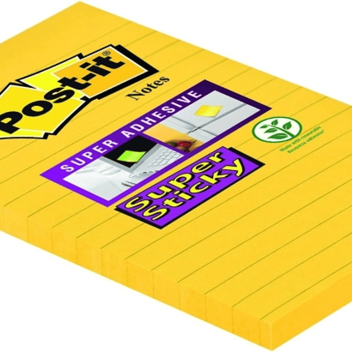 Post-It Super Sticky Bloc de 75 Notas Adhesivas Reposicionables - Forma Rectangular - 101x152mm - Color Ultra Amarillo 1