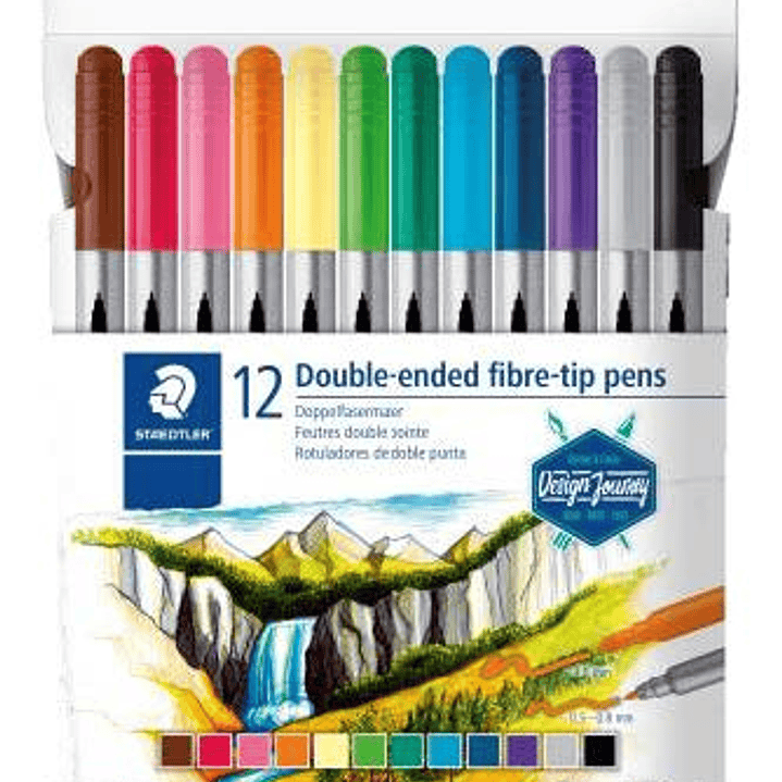 Staedtler 3200 Pack de 12 Rotuladores de Doble Punta - Resistente a la Presion - Colores Surtidos 1