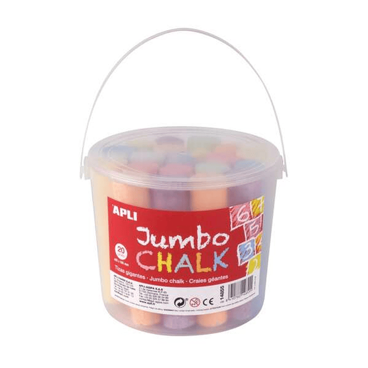 Apli Pack de 20 Tizas Jumbo Ø 25 x 105 mm - Aptas para Uso Escolar - Colores Surtidos 1
