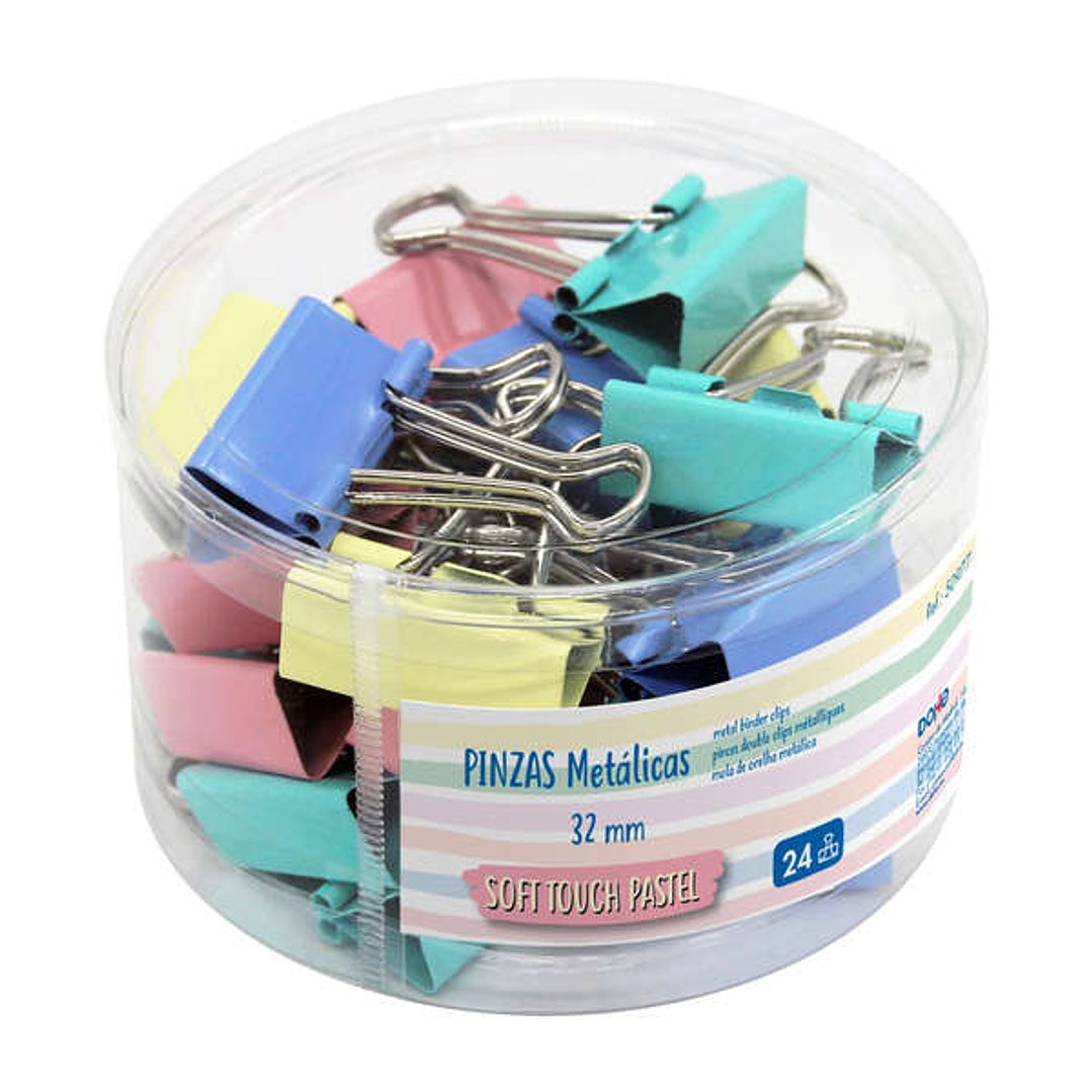 Dohe Bote de 24 Pinzas Metalicas de 32mm - Colores Pastel Surtidos 1