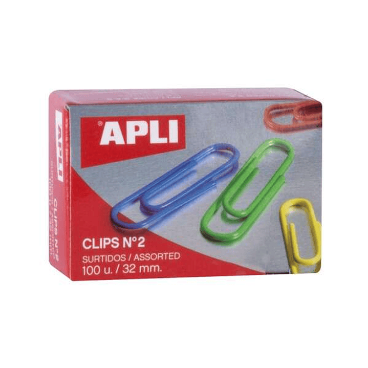 Apli Pack de 100 Clips nº2 32 mm - Colores Surtidos 1