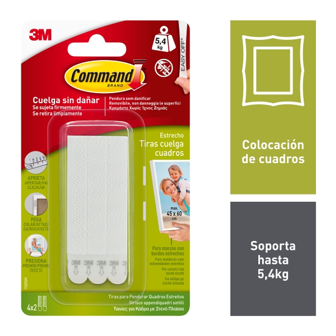 Command Tiras Adhesivas para Colgar Cuadros - Color Blanco 1