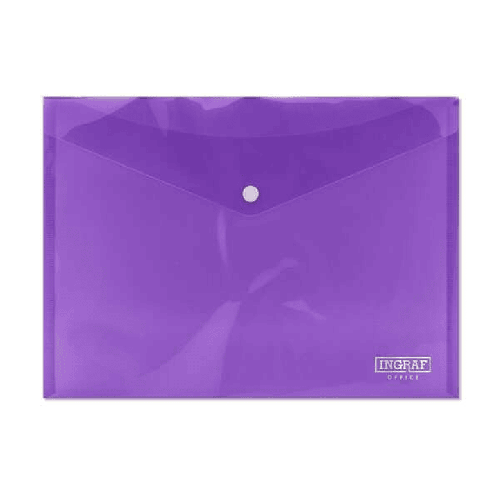Ingraf Sobre Portadocumentos A4 - Cierre de Broche - Polipropileno Cristal Transparente - Color Lila 1