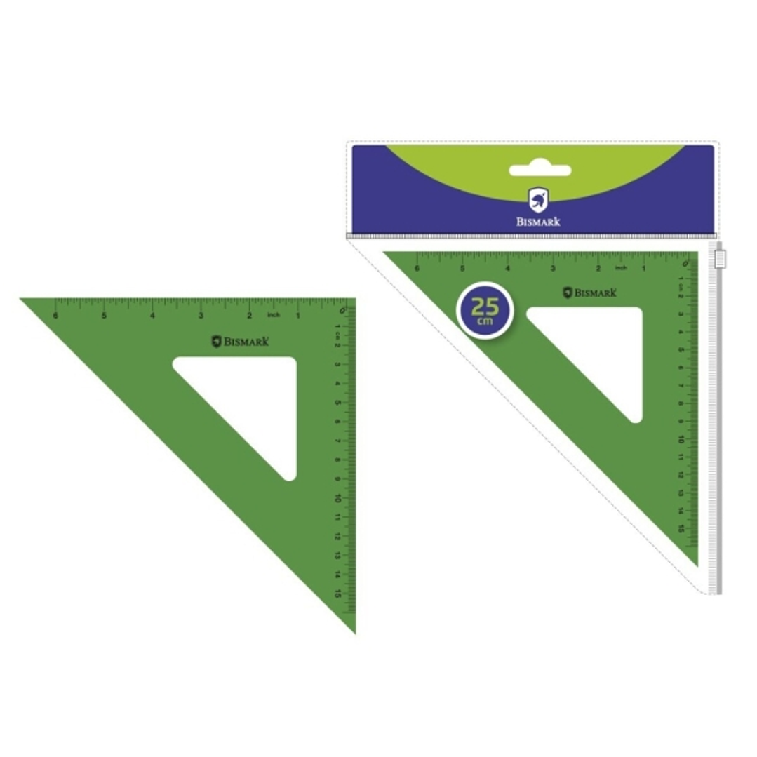 Bismark Escuadra Acrilica 25cm - Alta Calidad - Funda con Cierre - Color Verde 1