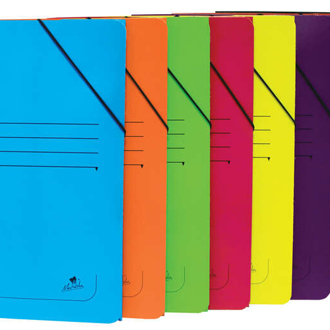 Mariola Carpeta de Carton Plastificado Folio 500gr/m2 - Medidas 34x25cm - Cierre con Goma Elastica - Colores Surtidos 1