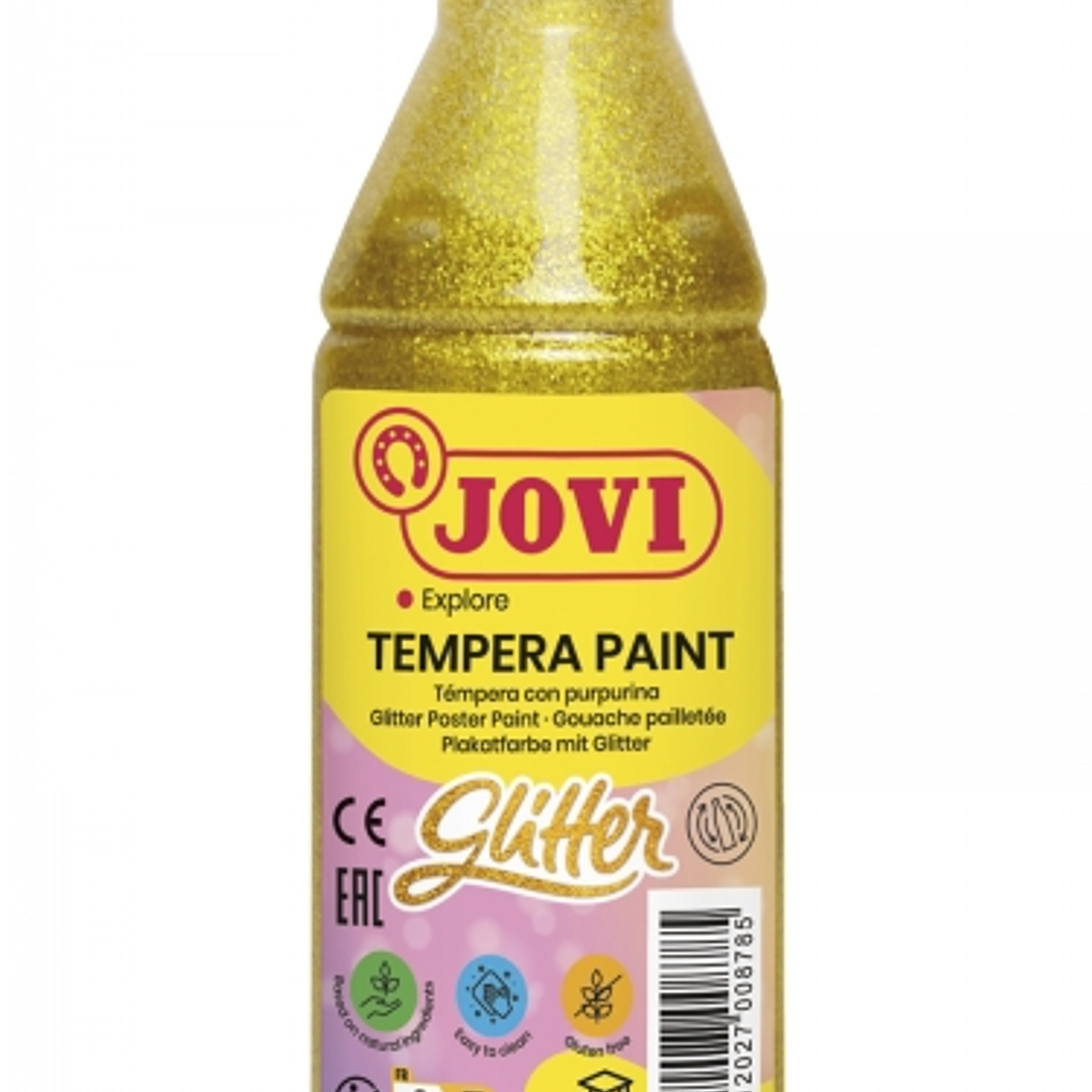 Jovi Glitter Tempera Liquida Base Agua 250ml - Particulas de Purpurina - Excelente Rendimiento - Secado Rapido - Fluidez Optima - Adherencia en Multip 1