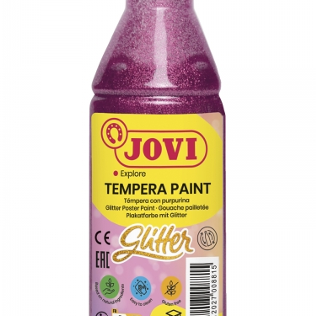 Jovi Glitter Tempera Liquida Base Agua 250ml - Particulas de Purpurina - Excelente Rendimiento - Secado Rapido - Fluidez Optima - Adherencia en Multip 1