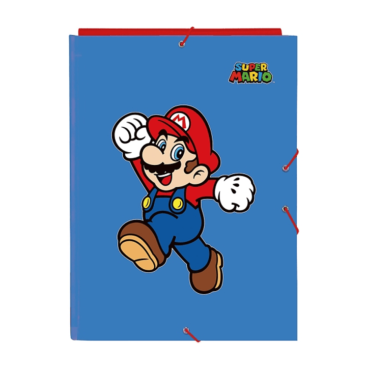 Safta Super Mario World Carpeta con 3 Solapas - Tapas Duras Forradas - Formato Folio - Cierre con Gomas - Resistente y Duradera - 260x25x335mm - Color 1