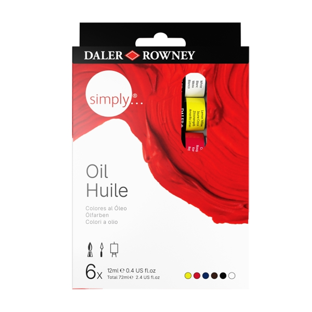 Daler Rowney Simply Pack de 6 Pinturas al Oleo - Tubos de Aluminio - 12ml - Colores Surtidos 1