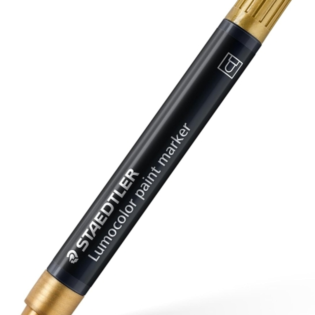 Staedtler Lumocolor 349 Marcador Acrilico Permanente - Trazo 2.4 mm Aprox - Tinta Base de Agua - Color Oro 1