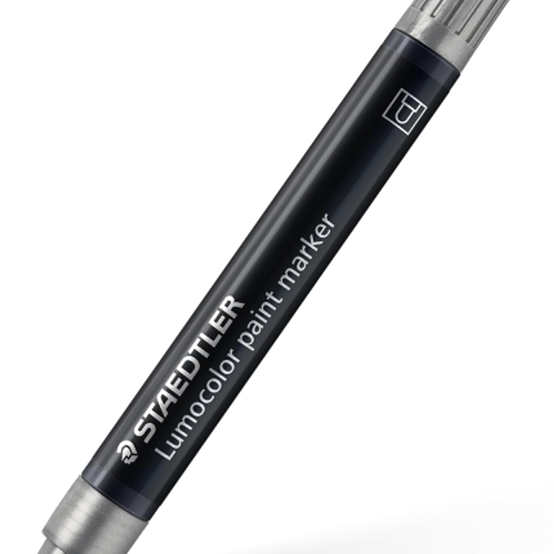 Staedtler Lumocolor 349 Marcador Acrilico Permanente - Trazo 2.4 mm Aprox - Tinta Base de Agua - Color Plata 1