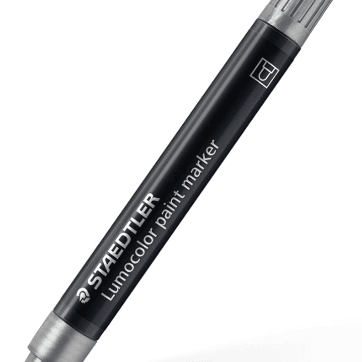 Staedtler Lumocolor 349 Marcador Acrilico Permanente - Trazo 2.4 mm Aprox - Tinta Base de Agua - Color Plata 1