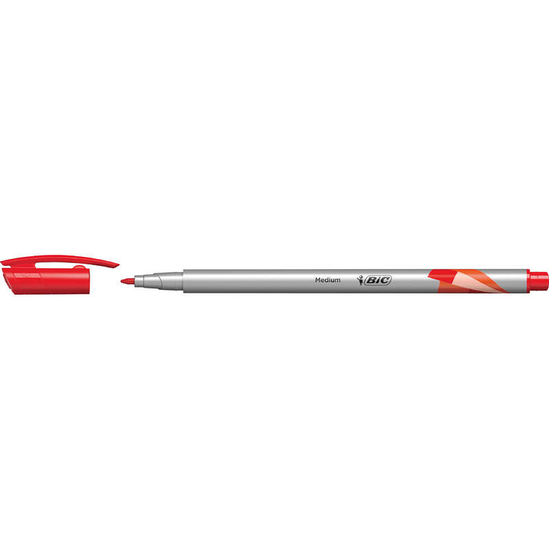 Bic Intensity Medium Rotulador de Punta Media de 0.8mm - Tinta con Base de Agua - Color Rojo 1