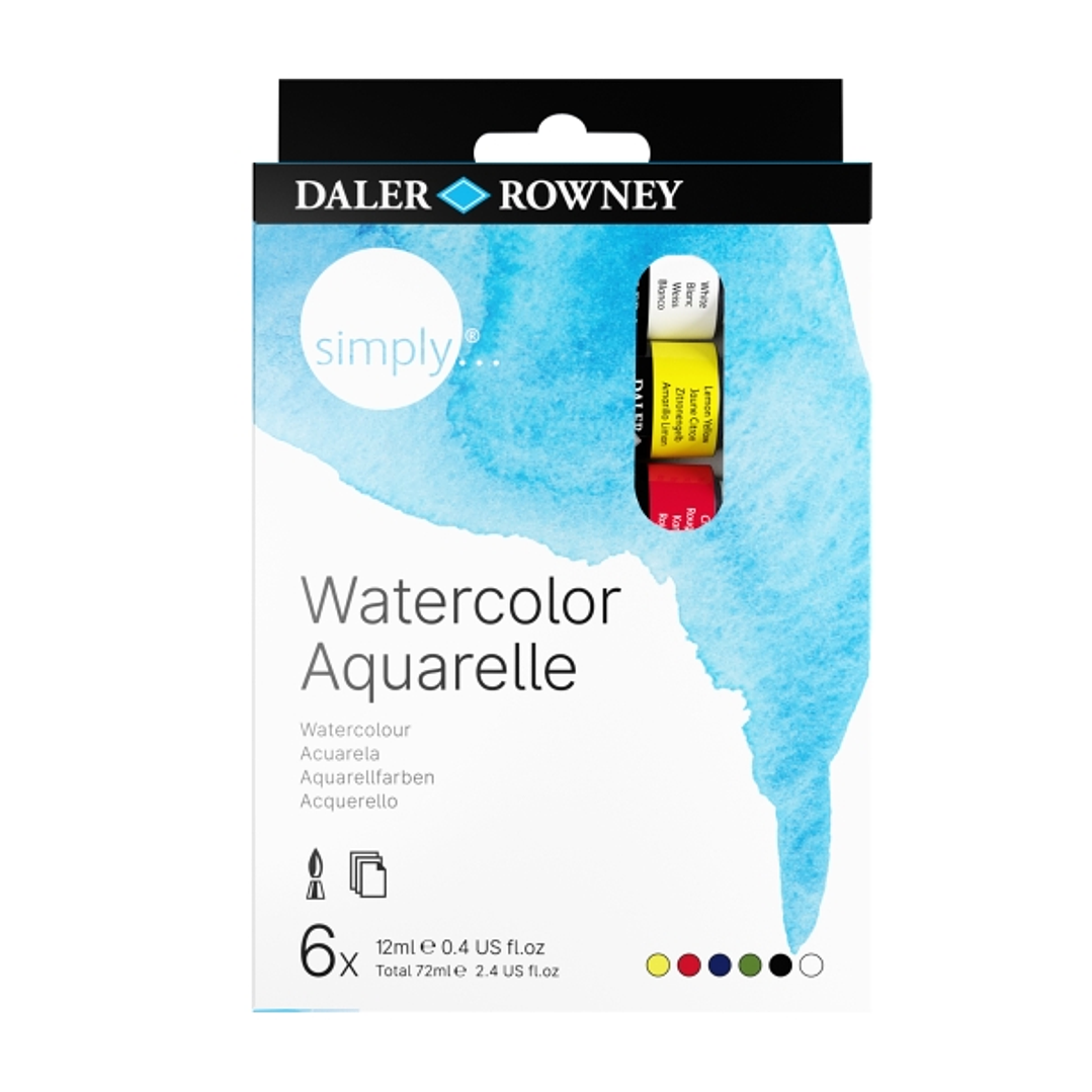 Daler Rowney Simply Pack de 6 Acuarelas - 12ml - Colores Surtidos 1