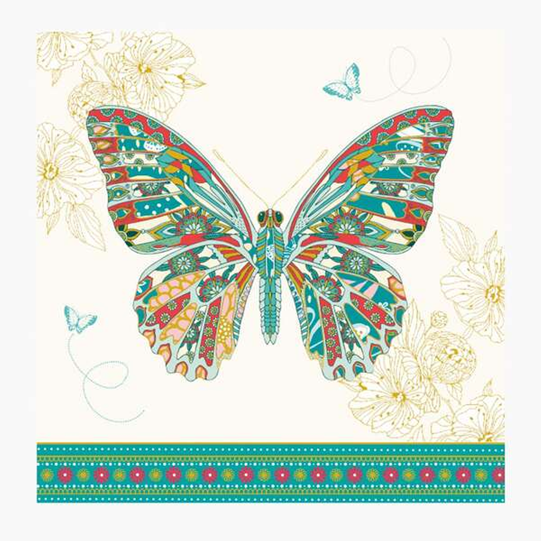 Pictura Tarjeta Arabesque - 16x16cm - Tematica Mariposa - Tarjeta Triptica sin Envoltorio - Incluido Sobre Blanco - Papel con Certificacion FSC 1