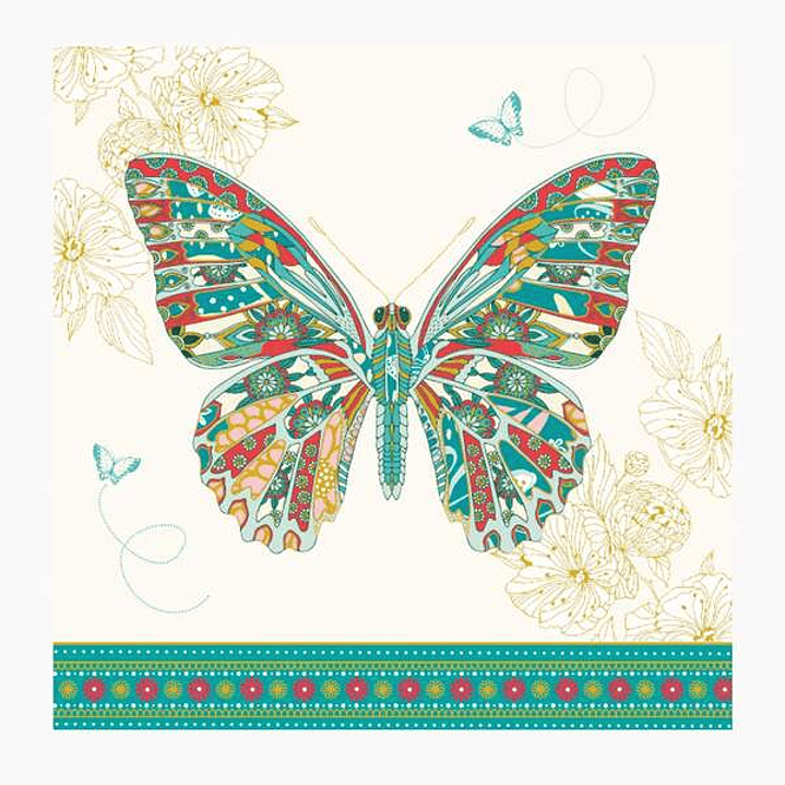 Pictura Tarjeta Arabesque - 16x16cm - Tematica Mariposa - Tarjeta Triptica sin Envoltorio - Incluido Sobre Blanco - Papel con Certificacion FSC 1
