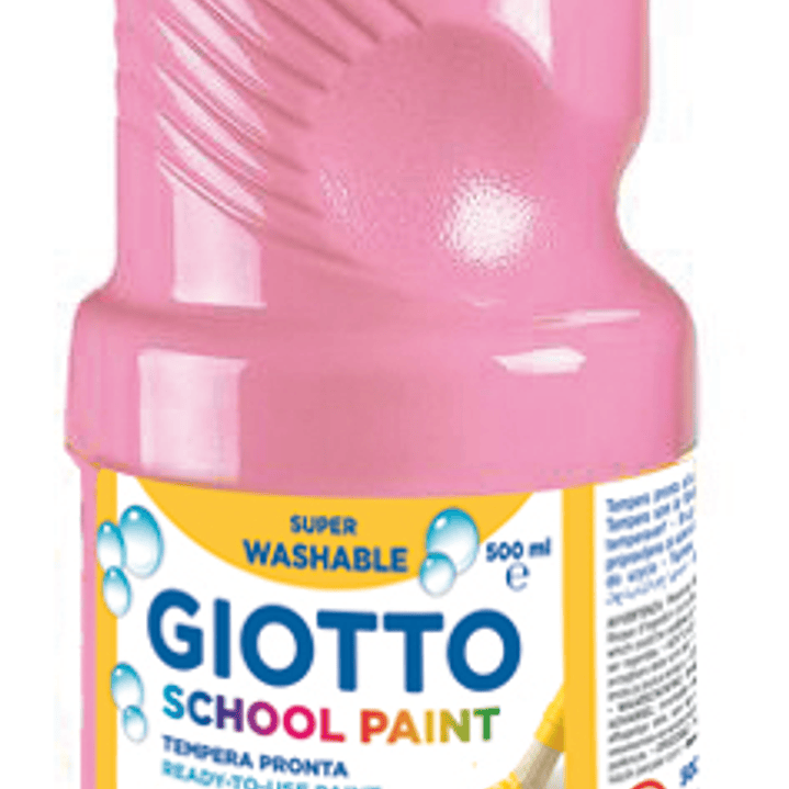 Giotto School Paint Tempera - 500ml - Lista para el Uso - Super Lavable - Botella Bio Pet - Color Rosa Claro 1