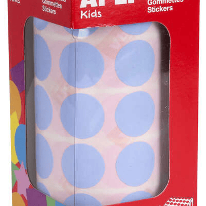 Apli Gomets Redondos Ø 20mm Azul Claro - 59 Hojas Pretroqueladas - 1770 Gomets por Rollo - Ideal para Escuelas y Talleres Infantiles - Normas EN-71 y  1