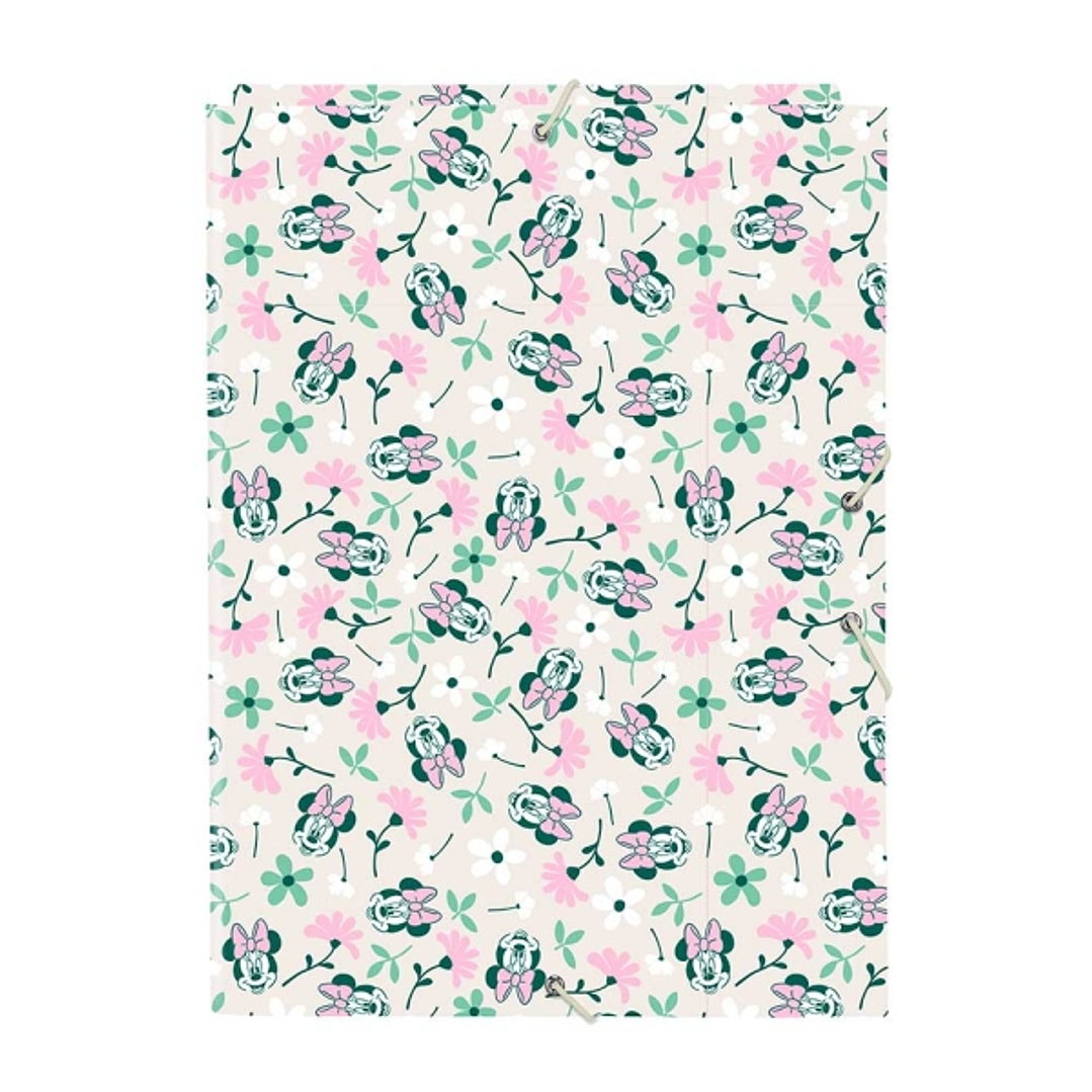 Safta Minnie Mouse Minty Carpeta con 3 Solapas - Tapas Duras Forradas - Cierre con Gomas - Formato Folio - 260x25x335mm - Color Rosa Pastel 1