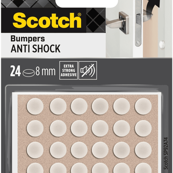 Scotch Topes Adhesivos para Muebles - Antichoque - Diametro de 8mm - Paquete de 24 - Color Blanco 1