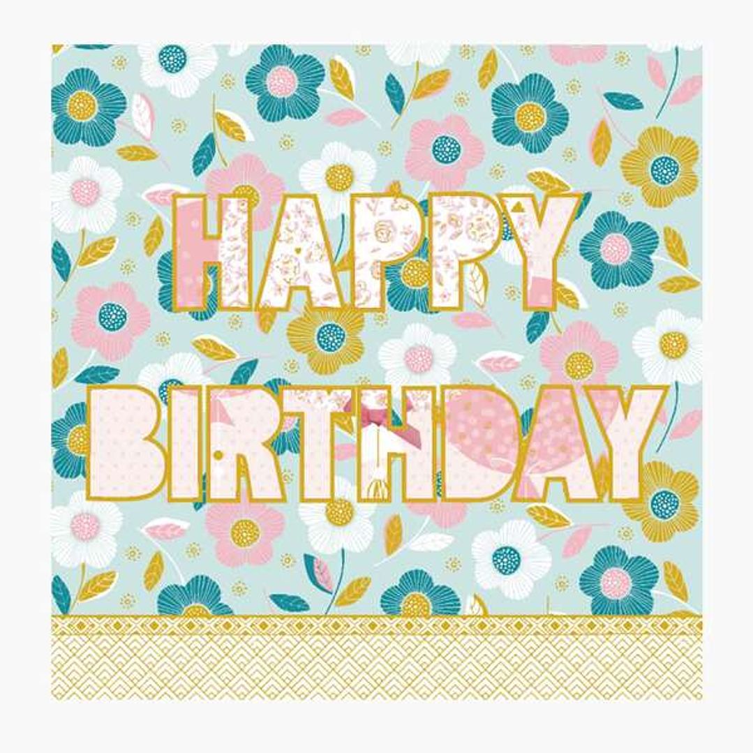 Pictura Tarjeta Arabesque - 16x16cm - Tematica Feliz Cumpleaños - Tarjeta Triptica sin Envoltorio - Incluido Sobre Blanco - Papel con Certificacion FS 1