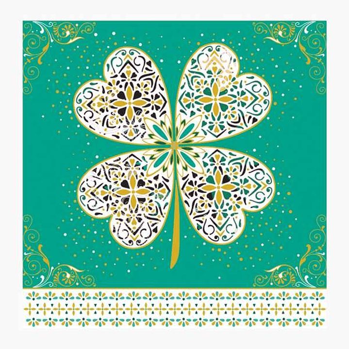 Pictura Tarjeta Arabesque - 16x16cm - Tematica Trebol de Cuatro Hojas - Tarjeta Triptica sin Envoltorio - Incluido Sobre Blanco - Papel con Certificac 1