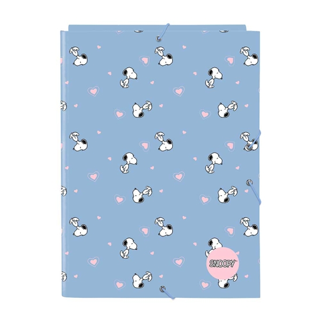 Safta Snoopy Carpeta con 3 Solapas - Tapas Duras Forradas - Formato Folio - Cierre con Gomas - 260x25x335mm - Color Azul 1