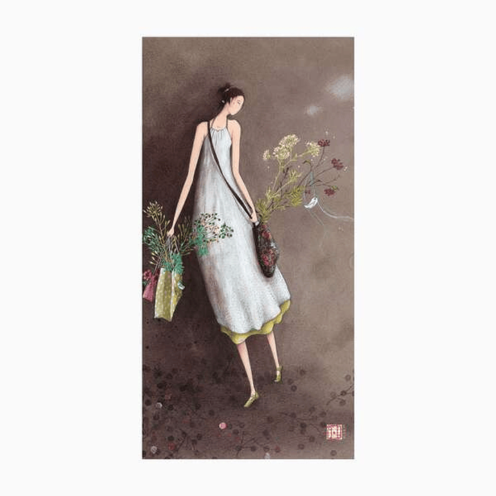 Pictura Aquarupella Gaëlle Boissonnard Tarjeta Doble 10.5x21cm - Acabado en Barniz de Relieve UV Grueso - Laminado Mate de Tacto Suave - Papel con Cer 1