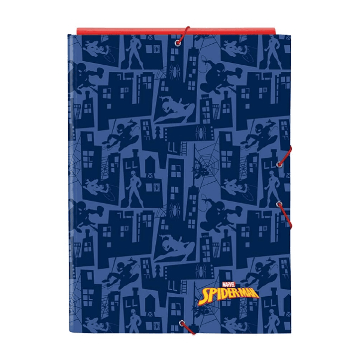 Safta Spider-Man Carpeta con 3 Solapas - Tapas Duras Forradas - Formato Folio - Cierre con Gomas - 260x25x335mm - Color Azul Marino 1