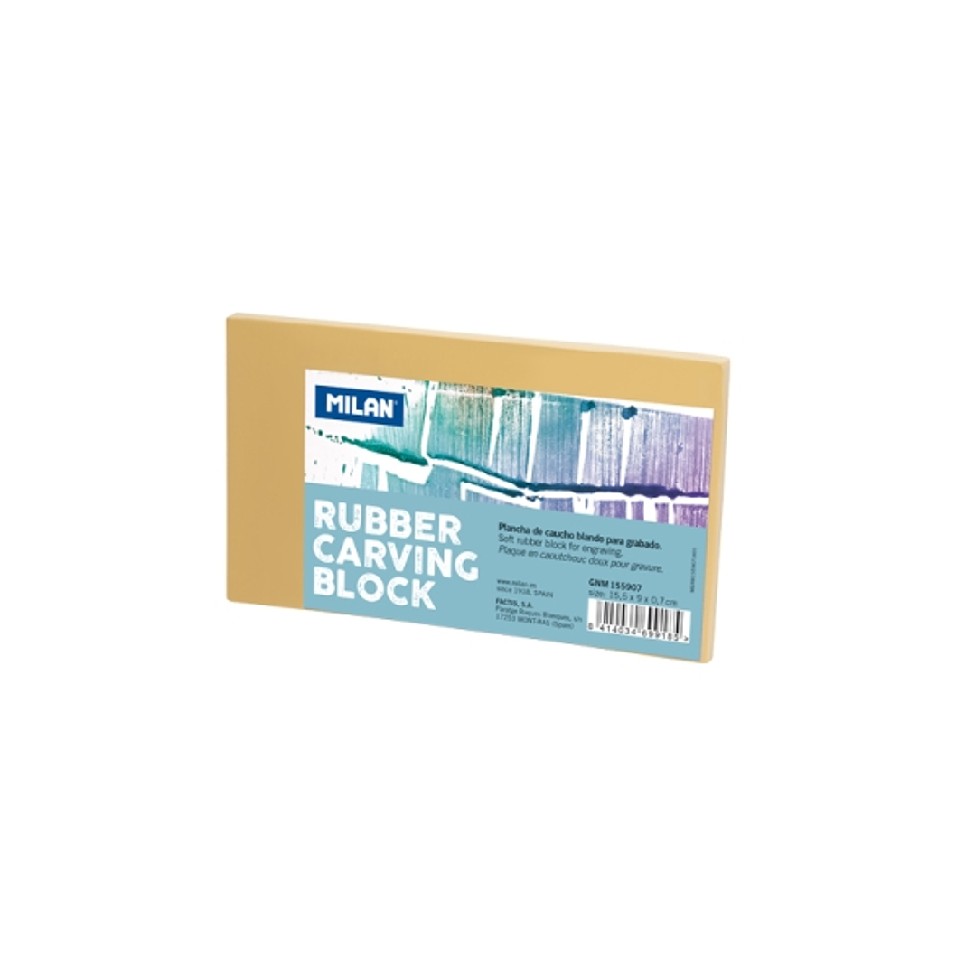 Milan Rubber Carving Block Plancha de Grabado - Caucho Suave - Formato M - 15.5x9x0.7cm - Color Marron 1