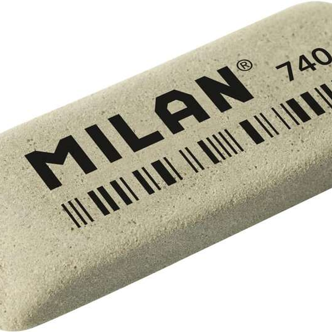 Milan 740G Goma de Borrar Abrasiva Biselada - Flexible - Miga de Pan - Caucho - Color Gris 1