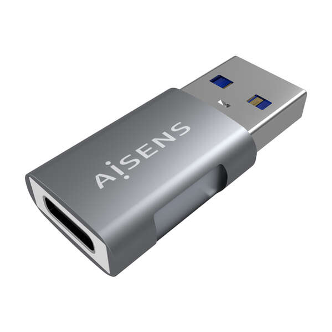 Aisens Mini Adaptador USB 3.2 GEN2 10G 3A - Tipo USB-C/H-A/M - Color Gris 1