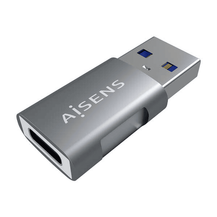 Aisens Mini Adaptador USB 3.2 GEN2 10G 3A - Tipo USB-C/H-A/M - Color Gris 1