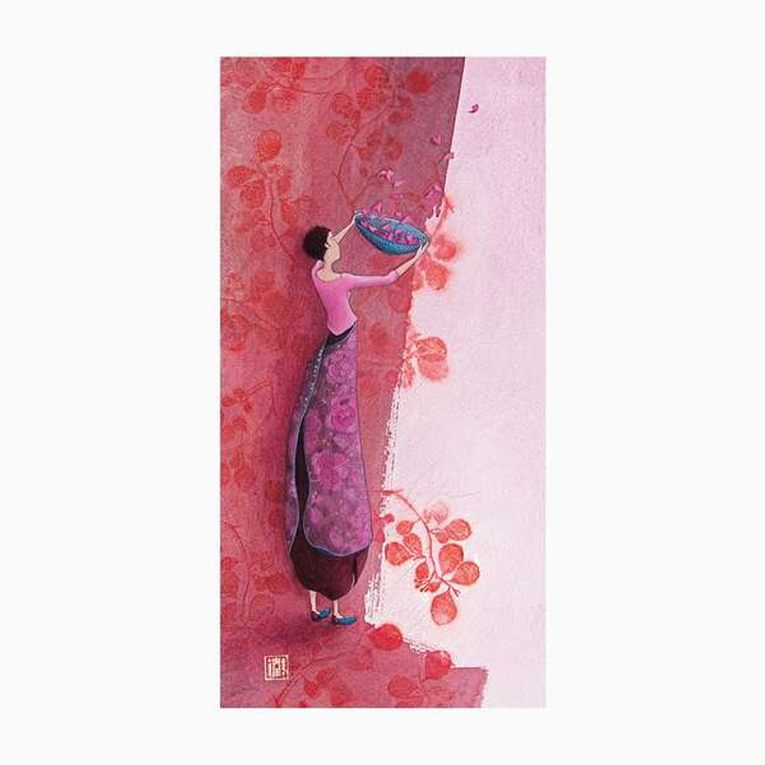 Pictura Aquarupella Gaëlle Boissonnard Tarjeta Doble 10.5x21cm - Acabado en Barniz de Relieve UV Grueso - Laminado Mate de Tacto Suave - Papel con Cer 1