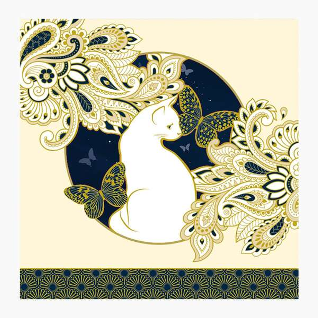 Pictura Tarjeta Arabesque - 16x16cm - Tematica Gatos - Tarjeta Triptica - Incluye Sobre Blanco - Papel con Certificacion FSC 1