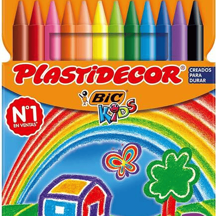 Bic Kids Plastidecor Caja de 12 Lapices de Cera - Extraresistentes - Facil de Sacar Punta - No Mancha 1