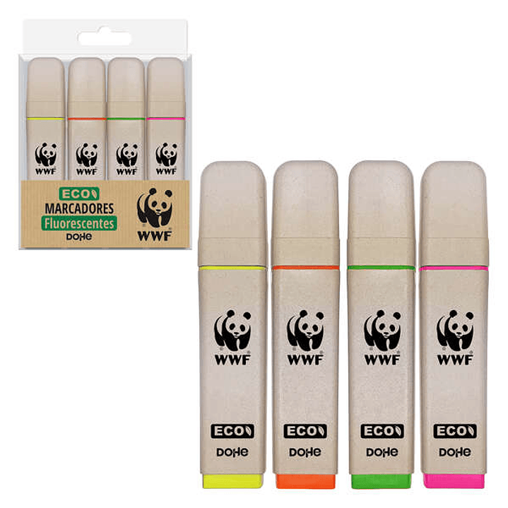 Dohe Pack de 4 Rotuladores Fluorescentes ECO - Punta Biselada - Trazo 1-5mm - Tinta con Base de Agua - Colores Surtidos 1
