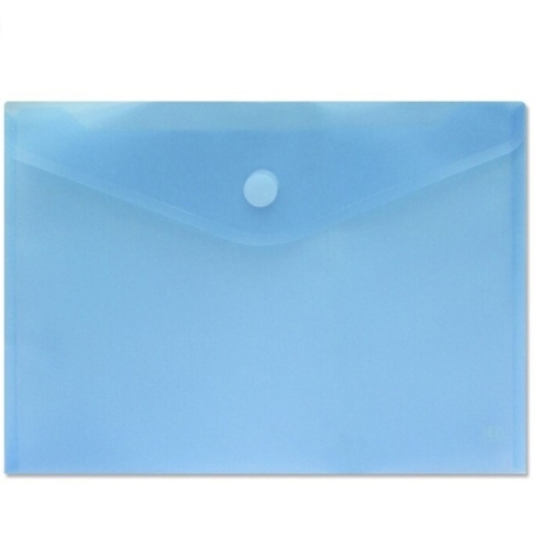 Sobre Portadocumentos A4 - Cierre de Velcro - Fabricado en Polipropileno - Medidas 325x230mm - Azul Transparente 1