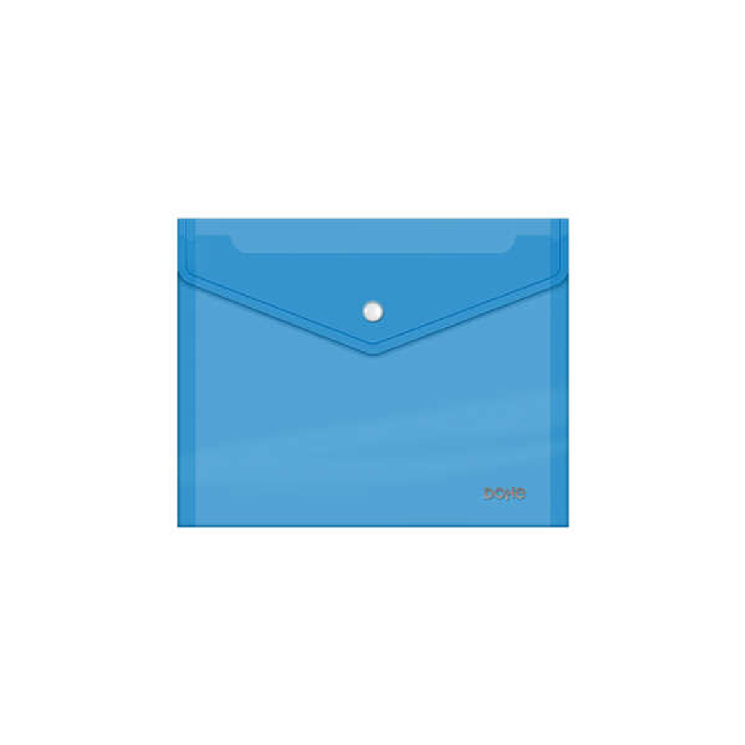 Dohe Sobre Portadocumentos A5 - Cierre de Broche - Polipropileno Cristal Transparente 150 Micras - Color Azul 1
