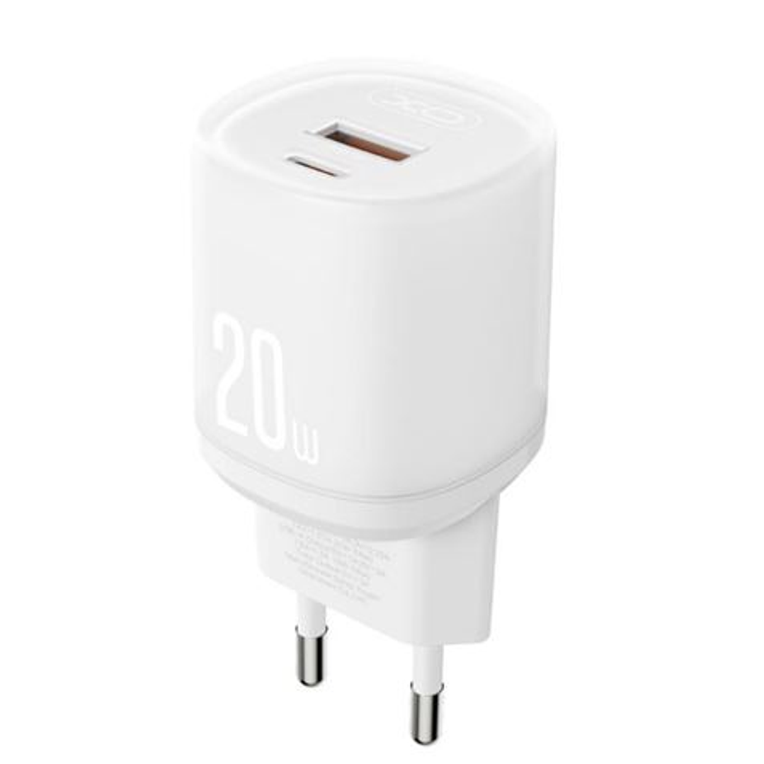 XO L144 Cargador de Corriente 20W - USB-A y USB-C - PD 3.0 - Color Blanco 1