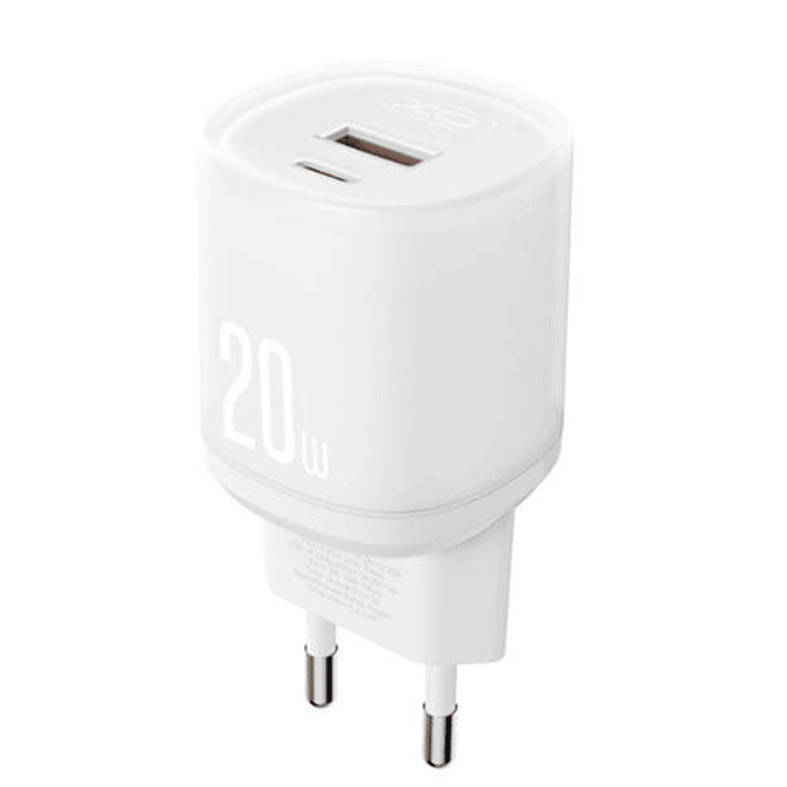 XO L144 Cargador de Corriente 20W - USB-A y USB-C - PD 3.0 - Color Blanco 1