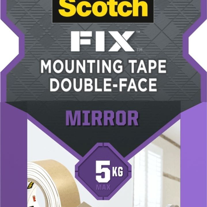Scotch-Fix Cinta de Montaje de Doble Cara para Espejos - 19mm x 1.5m - Color Blanco 1