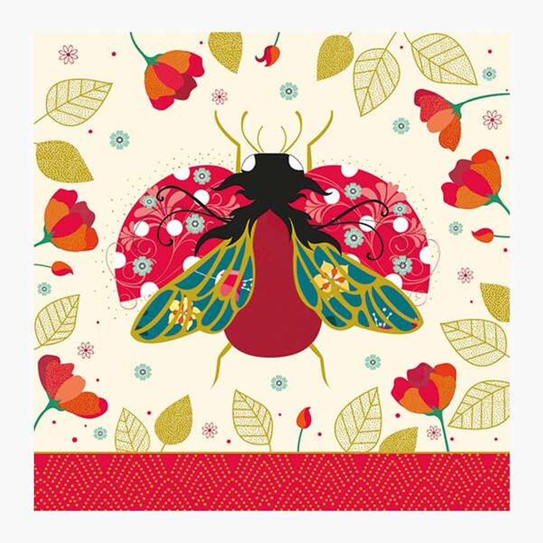 Pictura Tarjeta Arabesque - 16x16cm - Tematica Mariquitas - Tarjeta Triptica sin Envoltorio - Incluido Sobre Blanco - Papel con Certificacion FSC 1