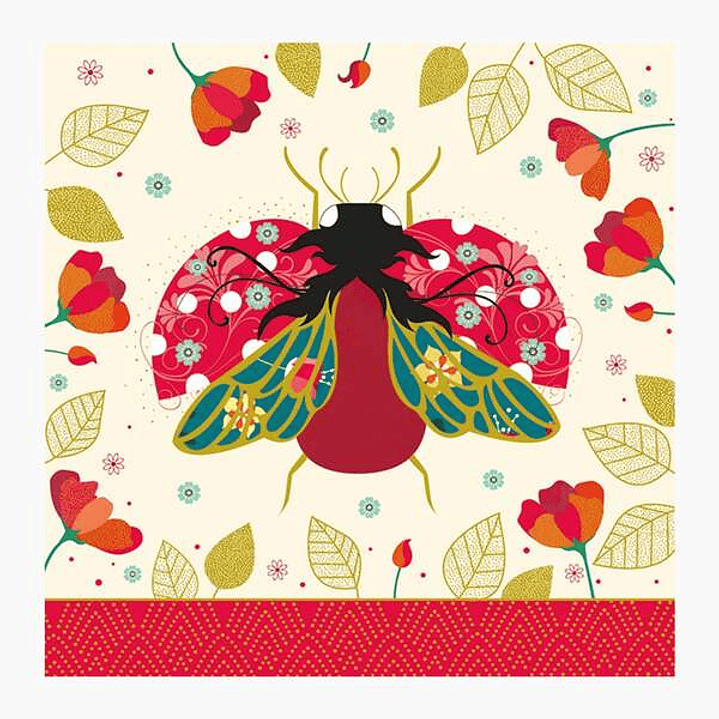 Pictura Tarjeta Arabesque - 16x16cm - Tematica Mariquitas - Tarjeta Triptica sin Envoltorio - Incluido Sobre Blanco - Papel con Certificacion FSC 1