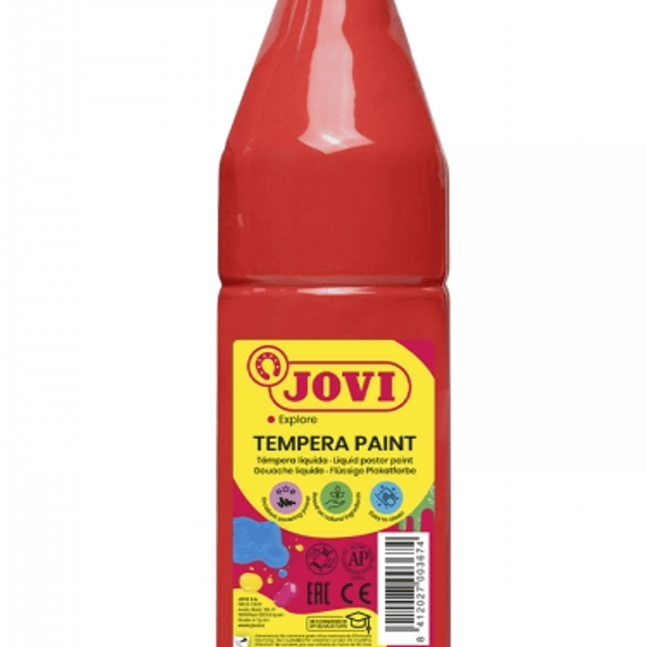 Jovi Tempera Paint Tempera Liquida 500ml - Base Agua - Lista para Usar - Alto Poder Cubriente - Secado Rapido - Excelente Fluidez - Adherencia en Mult 1