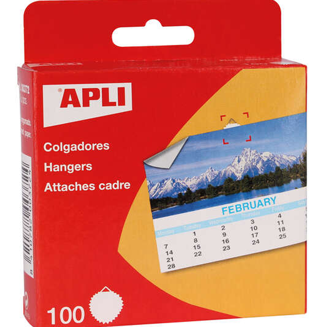 Apli Colgadores de Papel Engomado Redondos Ø 30mm - Borde en Estrella - Triangulo Metalico de Soporte - Adhesivo Blanco de Gran Resistencia - Color Bl 1