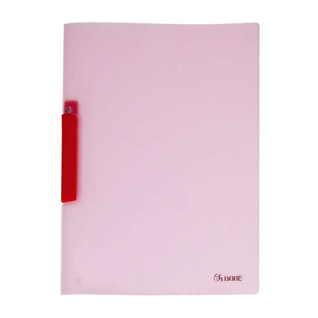 Dohe Dossier con Pinza Pivotante Tamaño A4 - Fabricado en Polipropileno Translucido de 450 Micras - Color Rosa 1
