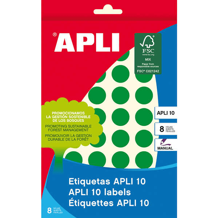 Apli Etiquetas 10 Verdes Ø 16mm 8 Hojas 1