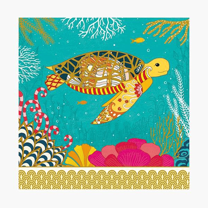 Pictura Tarjeta Arabesque - 16x16cm - Tematica Tortuga - Tarjeta Triptica sin Envoltorio - Incluido Sobre Blanco - Papel con Certificacion FSC 1