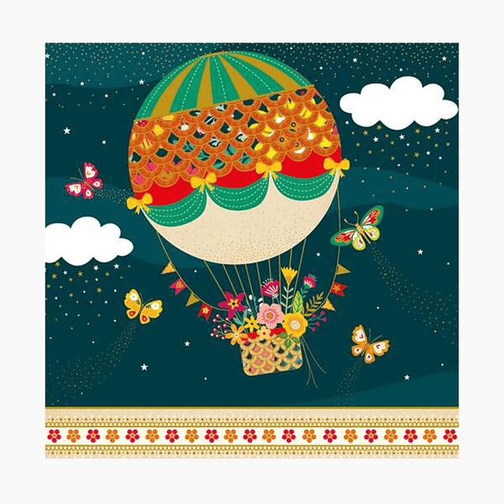 Pictura Tarjeta Arabesque - 16x16cm - Tematica Globo Aerostatico - Tarjeta Triptica sin Envoltorio - Incluido Sobre Blanco - Papel con Certificacion F 1